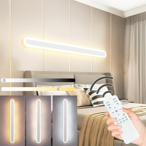 ZTWLEED LED Wandleuchte Innen 120CM/44W Wandlampe mit Fernbedienung | Dimmbar 10-100%,3000K-6000K, Lange Wandleuchte für Schlafzimmer Wohnzimmer Korridor Treppenhaus,110-240V,Weiß