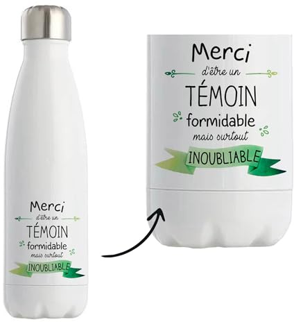 Bouteille isotherme Témoin inoubliable homme | Gourde Réutilisable Cadeau Famille, Couple, Saint Valentin, EVJF, mariage