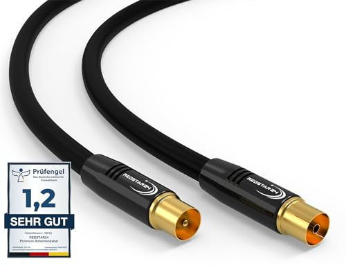 RedStar24 Antennenkabel 10m Schwarz – Stecker zu Buchse Koaxial IEC – Premium HDTV Koaxialkabel für Kabelfernsehen | TV Kabel: Kompatibel mit TV, Radio, DVB-T/T2, DVB-C, DAB