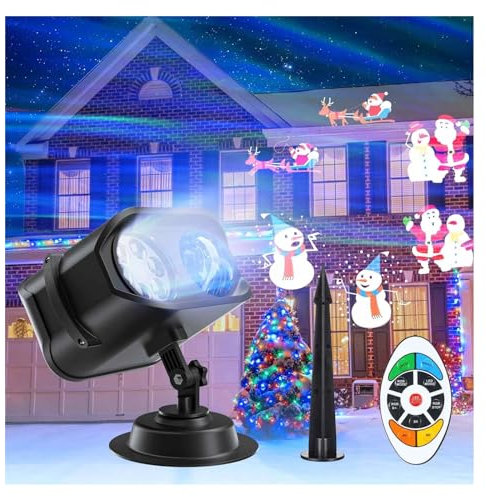 Proiettore di luci natalizie per esterni Luci del proiettore di Halloween di Natale for esterni 42 modelli Luci da giardino con doppio proiettore impermeabile Decorazione natalizia Crea un'atmosfera f