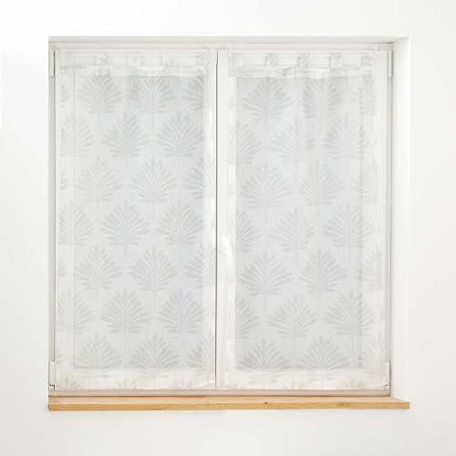 Douceur d'Intérieur, coppia di tende con passanti (2 x 60 x 120 cm) Levita, bianco, tulle operato applicato