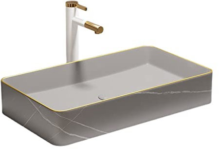 Waschbecken Badezimmer-Waschbecken, rechteckiges Keramik-Waschbecken, über der Theke, Badezimmer-Waschbecken for Schrank, Toilette, Hotel-Art-Waschbecken (Pop-up-Ablauf und Wasserhahn nicht im Lieferu