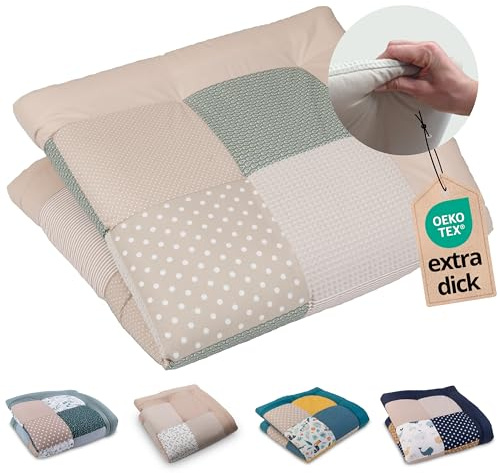 ULLENBOOM Krabbeldecke für Baby 100x100 cm - Dick und weich gepolstert | Außenmaterial: 100% Baumwolle, Alle Materialien OEKO-TEX zertifiziert, Made in EU, Schadstoffgeprüft und waschbar