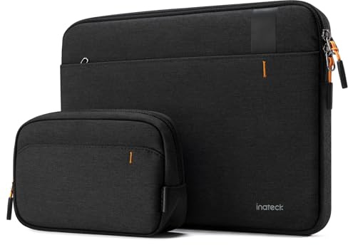 Inateck 360° Schutz Laptoptasche, Kompatibel mit 14 Zoll MacBook M1/M2/M3/M4/M5 Pro/Max 2021-2025, Laptop Hülle mit Zubehör Tasche, Schwarz