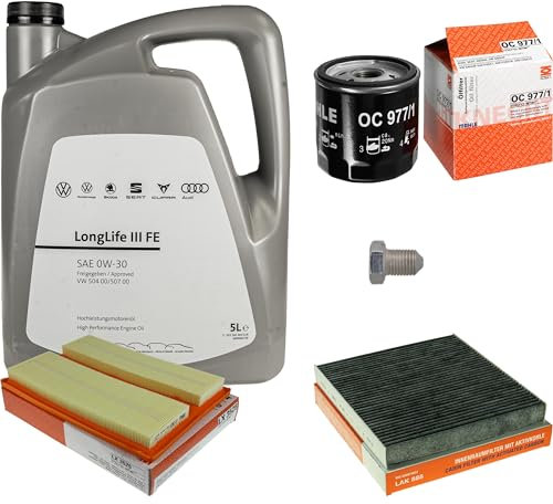 Inspektionspaket Wartungspaket Filterset mit 5 L 0W-30 Motoröl LongLife 3 FE, Ölfilter Luftfilter Innenraumfilter (Aktivkohle) Ölablassschraube