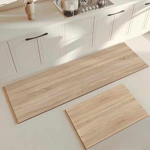Hixingo Tapis Cuisine Antidérapant, Absorbant Diatomite Tapis de Cuisine, Tapis Cuisine Devant Evier, Lavable Tapis de Bain Tapis Vaisselle Tapis Douche, Design Moderne (45x120cm,Grain de Bois)