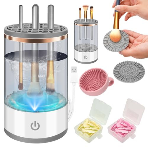 Pinselreiniger Make up Elektrisch, USB Make up Pinselreiniger Trockner Mit Silikon-Reinigungspads und Seifentabletten, Make up Pinsel Reiniger für Make-up-Pinsel Aller Größen