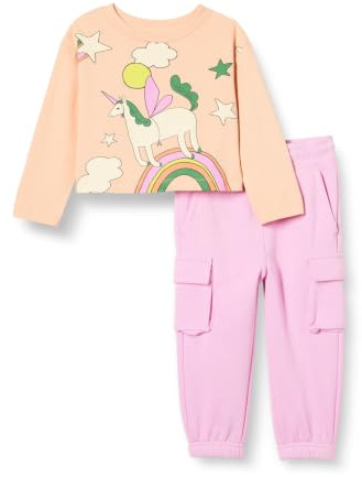 Amazon Essentials Camiseta de Punto de Algodón de Manga Larga y Pantalones de Felpa Francesa Niñas, Paquetes Multiple