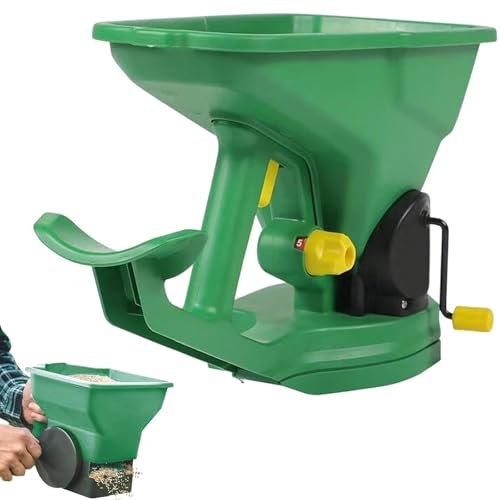 Épandeur d'engrais portatif de 1,5 L à 5 niveaux réglables à débit variable pour engrais d'herbe, graines, sel, grain, épandeur de graines d'herbe pour épandeur de sel à manivelle de 30 m²
