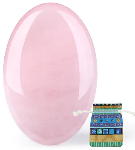 Rosenquarz, groß, Heilkristalle, poliert, Handschmeichler, natürliche Edelsteine, Geschenke für Damen und Herren, Meditationsschutz, Energieausgleich, Angstzustände, Stressabbau, 6,1 cm, 1 Stück