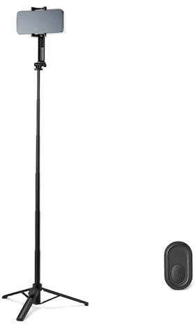 Amazon Basics 36 Portable Selfie Stick Mini Tripod for Phone, with Remote Control, Compatible with iPhone, Samsung, and More, Black
