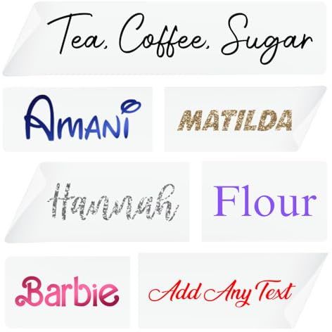 Custom Vinyl Name Stickers | Any Length, 22 Font Styles, 33 Colours | Perfect for Wedding Signs Waterbottles Bottles Glass School Gifts | Vinyl Decal | Organising Labels | Personalised Stickers