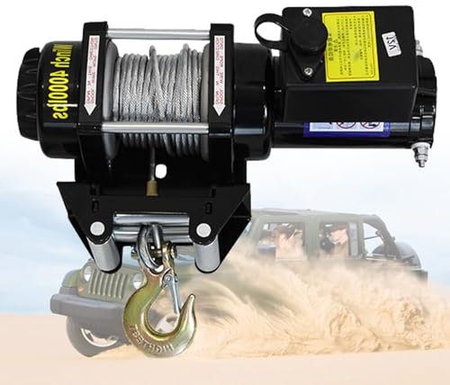 Cabrestante EléCtrico Resistente Al Agua Para VehíCulos De 3000 Lb A 4000 Lb, Control Doble De 12 V/24 V Para RecuperacióN Todoterreno, Rescate En Arena, ElevacióN De Servicio Pesado,4000lb-24V
