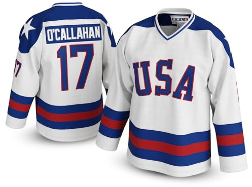 UNLC #17 Jack O’Callahan Miracle USA Hockey Jersey – Authentic Stitched Letters & Numbers, Breathable Polyester, White, Medium