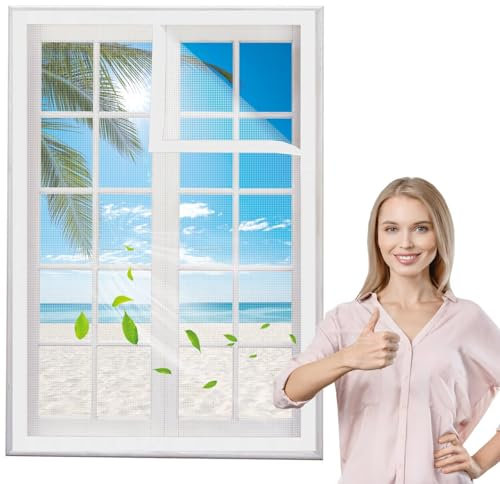 Mosquitera de Ventana Cortina 190x195cm Blanco Camper Puerta Lateral Enrollable