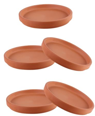 GARIOUANS 5 Pezzi Sottovasi in Terracotta per Vasi Piattini Resistenti e Decorativi Vassoio Antiscivolo per Piante da ed Esterno Facilità Spostamento e Protezione Pavimenti