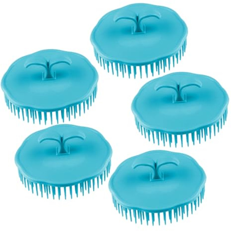 Anneome 5 pièces Brosse de Massage pour Shampooing Brosse Lavante Cheveux Portable Plastique PP et Tpr Peigne Massant Rond pour Nettoyage Chevelu et Antiprurigineux Couleur Aléatoire