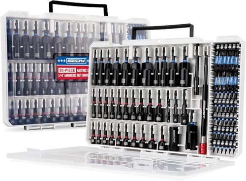 80-teiliges Premium Magnetisches Schlag-Steckschlüssel-Set Metrisch & SAE mit Stecknussadaptern, Bithalter, Flügelmutter-Treiber, Universal-Stecknüsse, Schnellspann-Verlängerung, Power-Bits