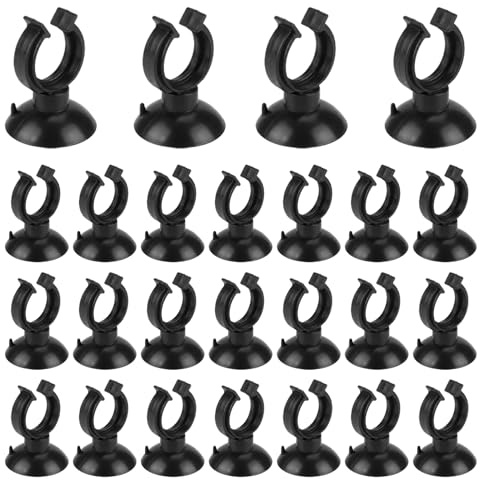 Ztolbriy Aquarium Saugnäpfe, 25 Stücke Saugnapf Aquarium Halter Clips, Schwarz Standard Saugnäpfe Aquarium Heizstabhalter Klammern für Verschiedene Aquariengrößen