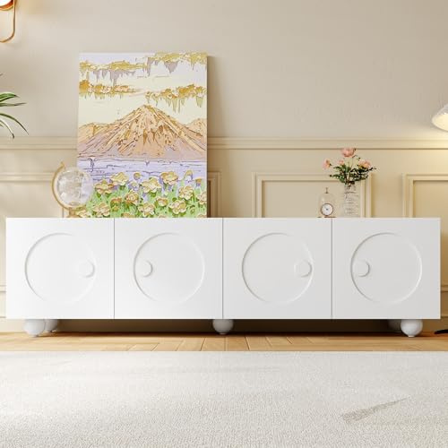 DHWDS Mobile TV con design in rilievo 3D e armadi chiusi, per TV fino a 65 pollici, con ampio spazio di archiviazione, console multimediale da 180 cm, per soggiorno, camera da letto