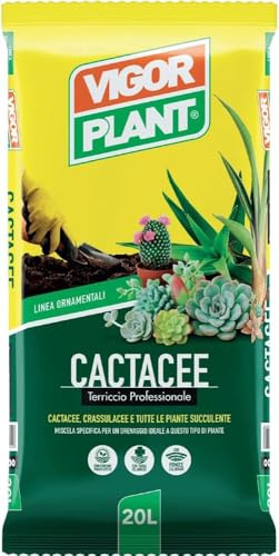 Terriccio Professionale per Cactacee e Piante Grasse 20L | Substrato Drenante per Cactus, Crassulacee e Piante Grasse – Terriccio per Rinvaso con Elevata Aerazione e Drenaggio