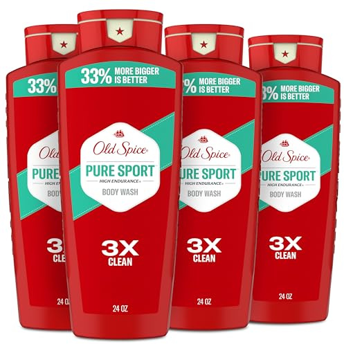 Old Spice Refreshing Body Wash for Men, High Endurance, 3X Defense, 24/7 Shower Fresh with Long Lasting Scent, Pure Sport Scent, 24 oz (Pack of 4)
