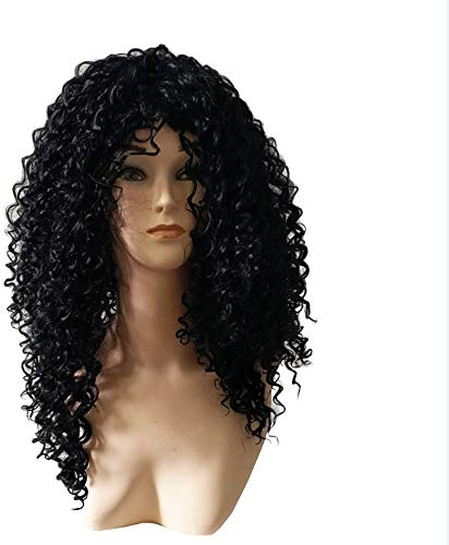 Ansenesna Perücke Afro Schwarz Damen Lang Locken Ombre Langhaar Wig
