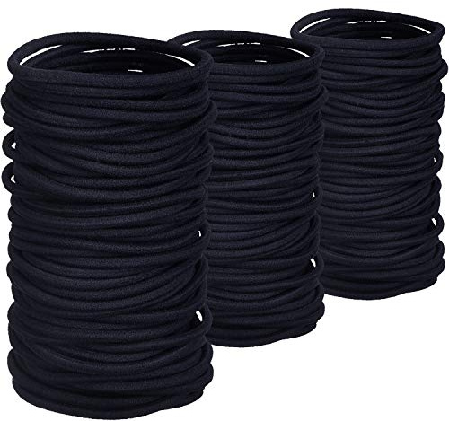 TecUnite 200 Pieces No-metal Hair Elastics Bulk Rubber Bands Hair Ties Ponytail Holders Bands for Women(Black)