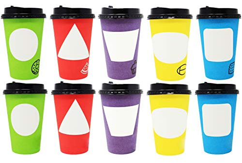 Youngever Lot de 70 Gobelets Carton Café à Emporter Ecologique, Tasse Café 350ML avec Couvercles, Tasse à Papier Bio