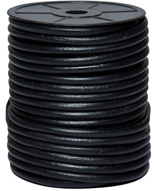 Cords Essentials - Corda rotonda in pelle, 6 mm, colore: Nero