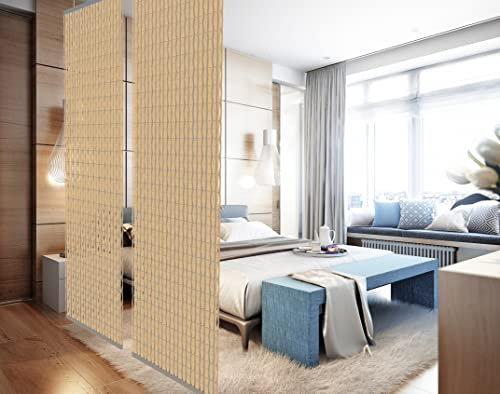 YourCasa - Raumteiler hängend [Designelement] Blickfang und Dekoration in jedem Raum | Trennwand ist Lichtdurchlässig - Raumtrenner 118 x 240 cm- Paravent bietet Sichtschutz - Multifunktional (Beige)