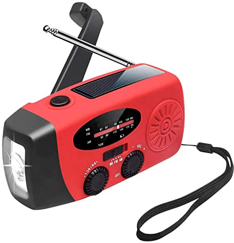 Gusengo Radio Solaire Portable, Radio À Manivelle, 1200mAh AM/FM Radio Solaire À Manivelle, Radio Dyn-amo À Manivelle avec Téléphone USB Rechargeable pour Randonnée, Camping, Urgence