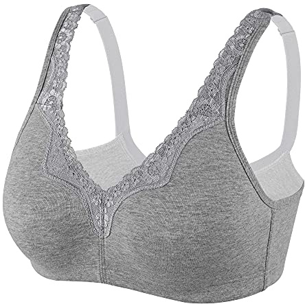 DotVol Soutien Gorges Coton Grand Tailles Dentelle Confortables Bonnet Complète sans Armature Gris 115D