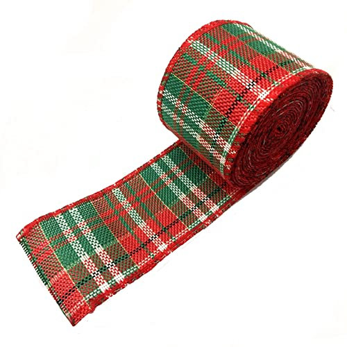 Yurosiay 6m×5cm Weihnachtsband Breit Dekoband Weihnachten Mit Draht Mehrfarbig Kariertes Weihnachtsbänder Geschenkband Schleifenband Stoffband Breit Band Basteln für Weihnachtsdekoration #1