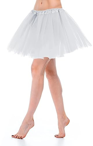 Yolev Gonna Tulle Donna Teen Adult Classic Elastico in Tulle a 3 Strati Gonna Bianco Tutu Donna Adulto Dance Dress Up Party Gonnellino Danza Classica Bambina Vestiti Accessori Anni 80