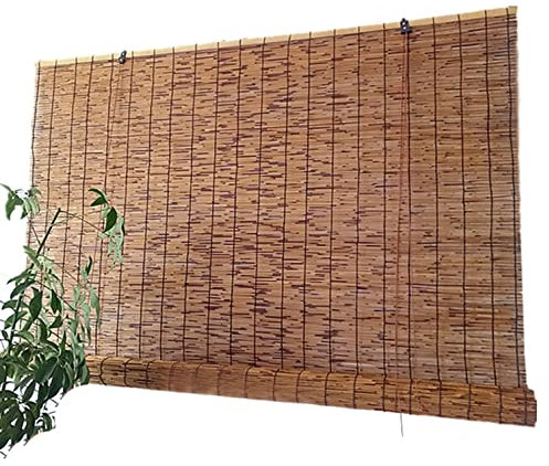 Bambus-Rollo,Natürlicher Schilfrohrvorhang,Retro-Sonnenschutz Rollo,Bambus Jalousie Für Fenster,Sicht Schutz Strohrollo Indoor & Outdoor Für Balkon,Terrasse,Anpassbar (W120xH120cm(47x47in))