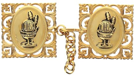 Holyart Fermoir doré pour Chape Calice eucharistique IHS sans Nickel