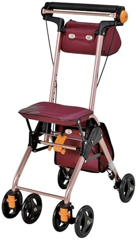 Rollatorer for äldre fyrhjulsrullator, Rollator med upprätt ställning, Lättviktsrullator i aluminium, Gångstativ for seniorer, Röd liten överraskning