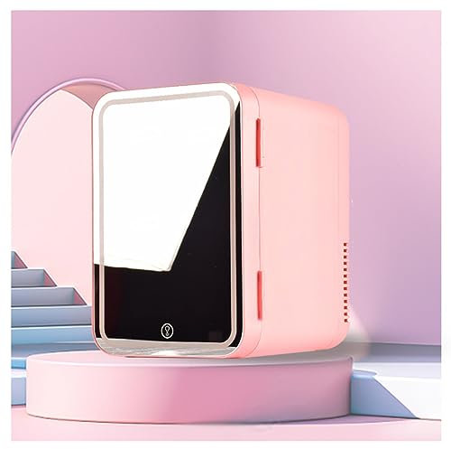 HAZARA Petit RéFrigéRateur CosméTique, 8L,avec Miroir De Courtoisie LED Mini Frigo Pas Cher, Voiture,Maison,Chaud Et Froid 2 en 1 Mini Frigo De La Chambre, Convient pour Chambre, Dortoir,Pink