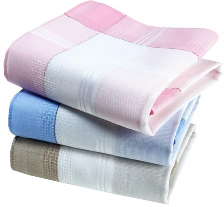 Taschentücher aus Stoff, Damen, Premium, 100 % gekämmte Baumwolle, 35 cm x 35 cm, 3 Stück, Modell P07