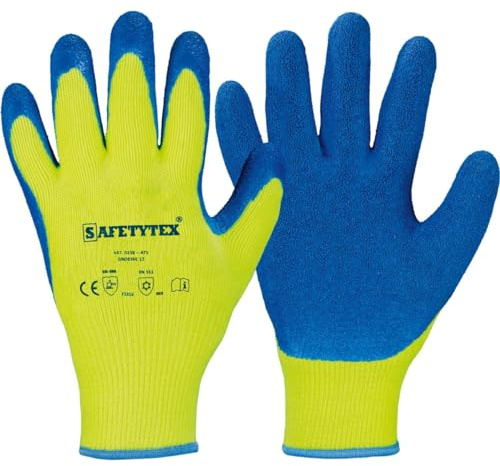 Safetytex Winter Arbeitshandschuhe Kälteschutz Thermo (Gr.8, 12 Paar) | gefütterte Handschuhe, nahtlose Beschichtung, bis -30 °C, hohe Griff- & Rutschsicherheit, robust