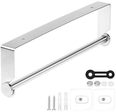 QWORK® Portarotolo da cucina da 33 cm senza foratura - acciaio inossidabile SUS304 - adatto per cucina e bagno