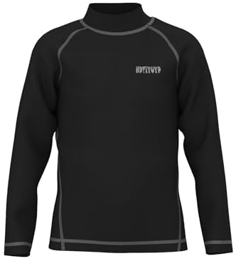 HDTIYUYP Maillot de bain à manches longues pour garçons - Haut de bain UV à manches longues pour enfants - Séchage rapide - Haut de surf - Chemises de plage - Haut de sports nautiques - Noir - 7/8 ans