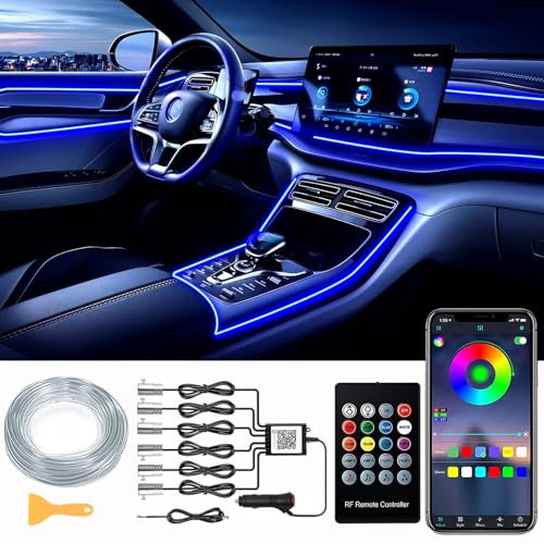 Éclairage LED Intérieur de Voiture, 6 in 1 RGB Lumineuse, Lampe Ambiance Auto Avec Contrôle APP