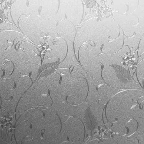 Bathroom Window Privacy Film Floral,Glass Shower Door Cover for Privacy,Decorative Stained Glass Window Film, Sun Blocking Window Clings Renter-Friendly Static Cling (Fujiman, 23.6 x 78.7)