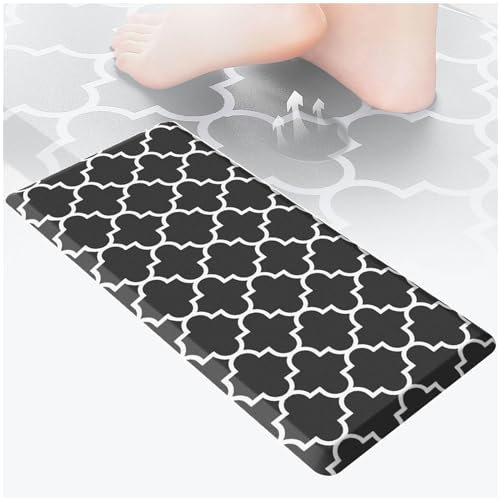 LULUMAIC Dicke Küchenmatte 0,47 Zoll für den Boden, wasserdicht, leicht zu reinigen, rutschfeste Anti-Ermüdungsmatte Küche, für Küche, Büro, Waschbecken, Schwarz-17,3 x 29 Zoll