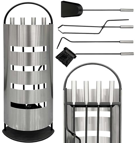 DanDiBo Kaminbesteck Modern Edelstahl 5 Teilig Set 96615 Kaminset Kamingarnitur Ofenbesteck