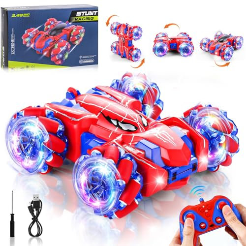 AISAMLIN Spider Remote Control Car, Rechargeable Double Sided 360° Rotation 4WD Boys Toy Cars,2.4Ghz Off-Road Indoor Outdoor Remote Control Stunt Cars for Boys Kids Age 3-12 Birthday