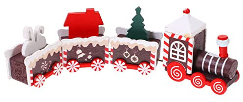Amosfun Christmas Train Xmas Desktop Ornament Xmas Decoration Xmas Ornament Xmas Train Decor Xmas Adornment Mini Trains Train Toy Desktop Xmas Decor Xmas Table Decoration Desktop Toys Wood