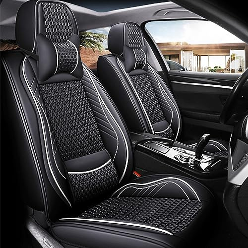 maiqiken Autositzbezug für B M W X1, X2,X3, X3 M, X4, X5, X6 Komplettset 5-Sitze, Deluxe - Schwarz weiß